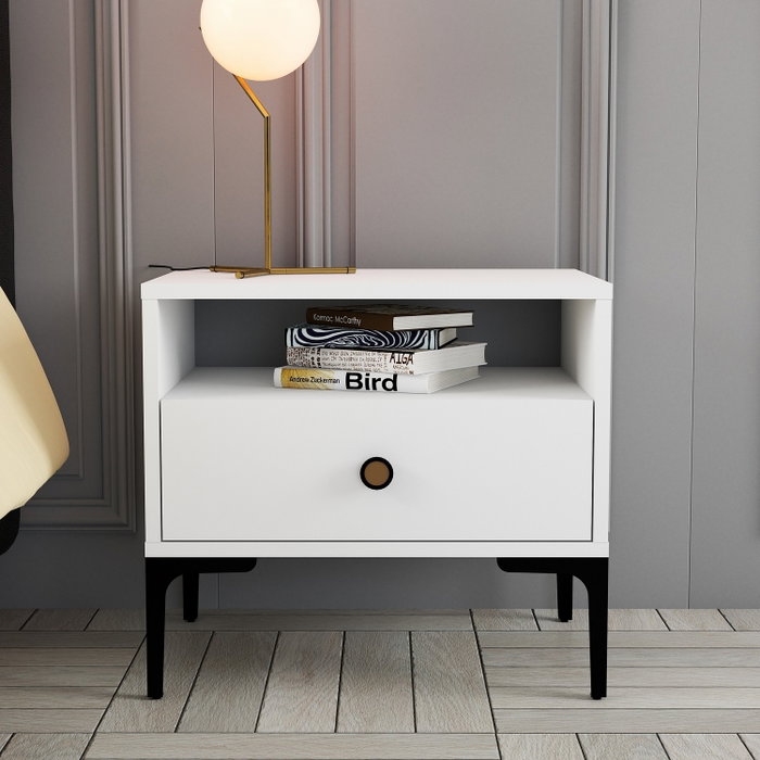Hanah Home Lizbon 535 Mesilla de Noche Blanca